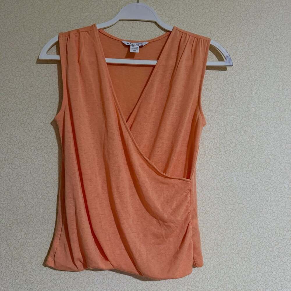 Athleta Breezy Wrap Tank Top Size XXS Petite Orange Sleeveless V-Neck